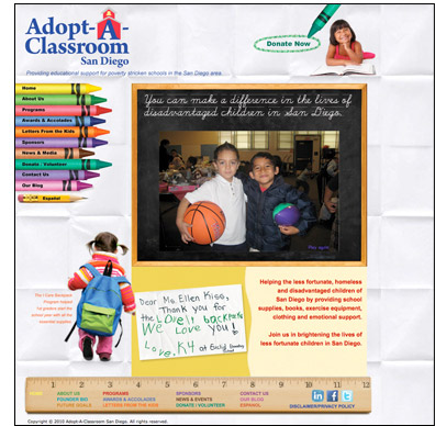 Adopt-A-Classroom San Diego Website